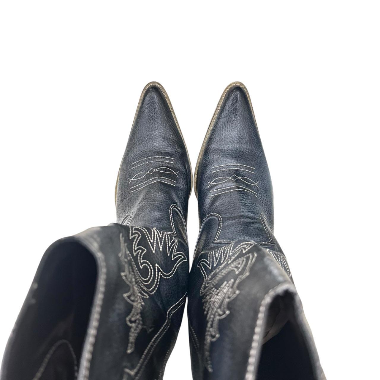 Mid-calf stitched cowboy boots
