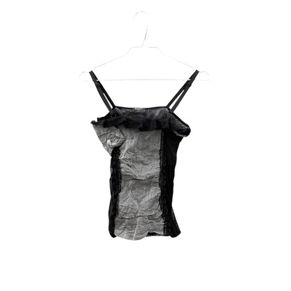 Crinkled mesh bustier top