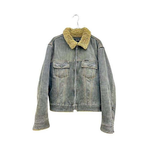 Washed denim sherpa jacket