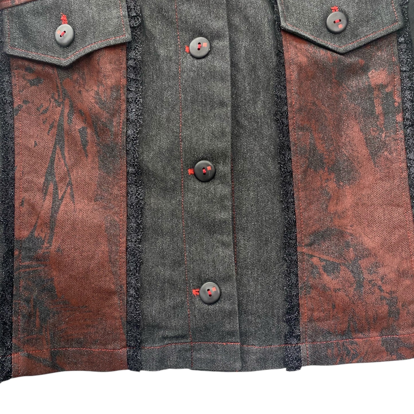 Cropped patterned denim jacket