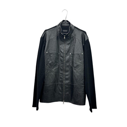 Zip up ribbed leather jacket