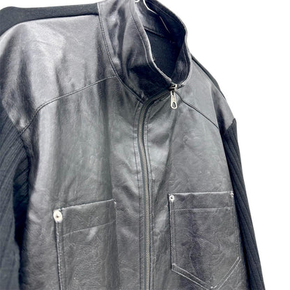 Zip up ribbed leather jacket