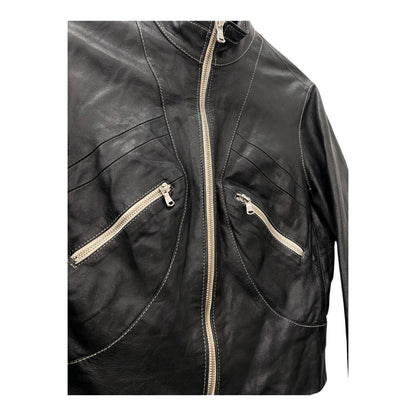 Cropped biker leather jacket