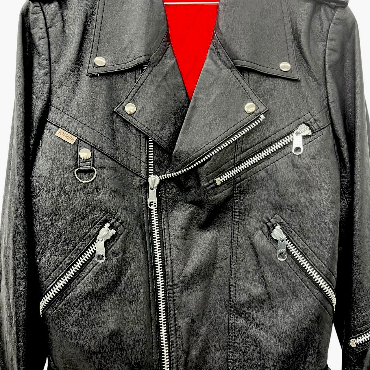 Belted biker leather jacket