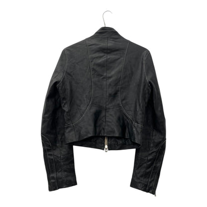 Cropped biker leather jacket