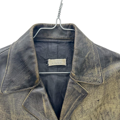 Washed faded leather blazer
