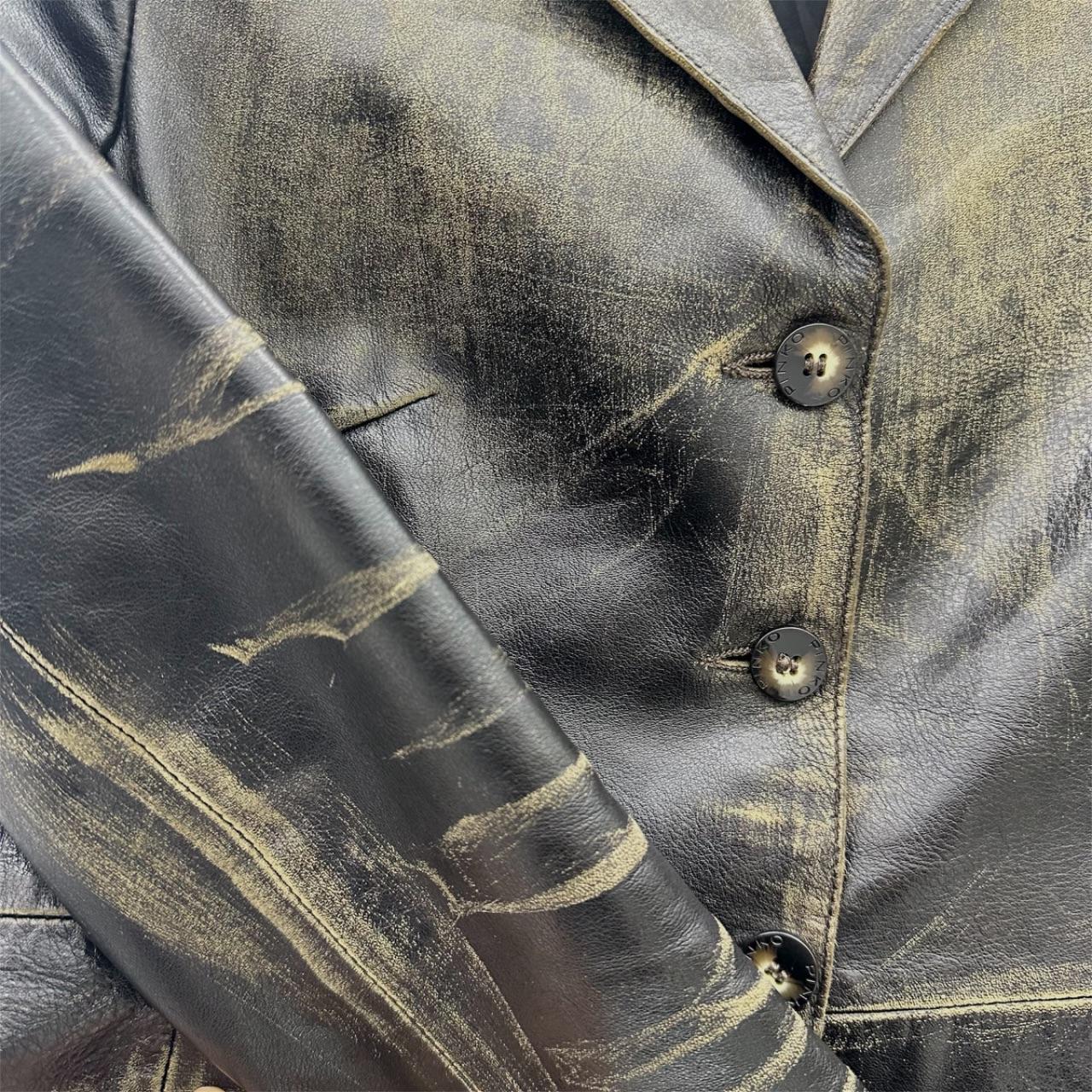 Washed faded leather blazer