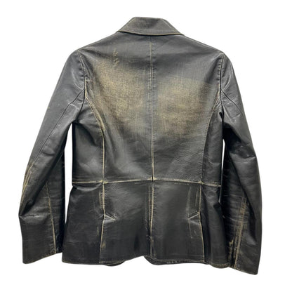 Washed faded leather blazer