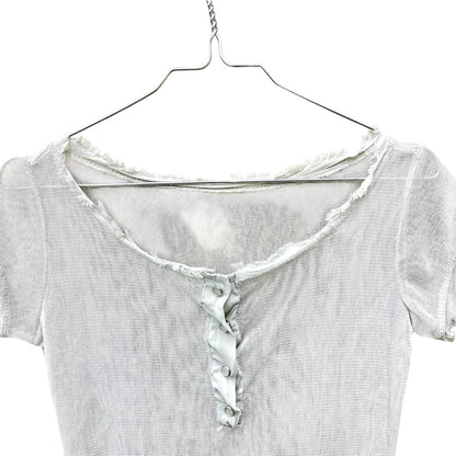Distressed buttoned mesh t-shirt