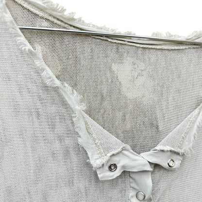 Distressed buttoned mesh t-shirt