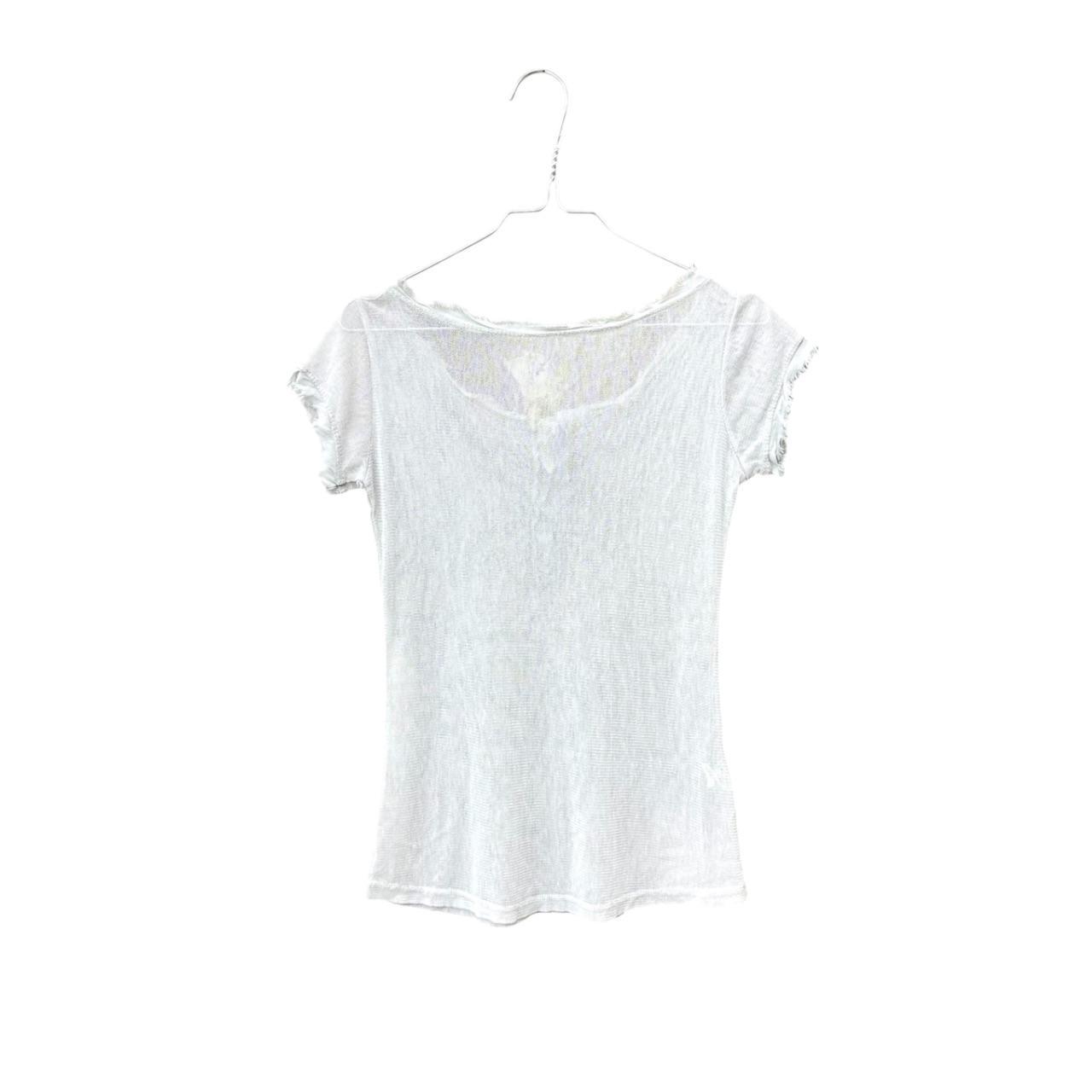 Distressed buttoned mesh t-shirt