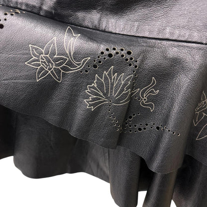 Pleated leather mini skirt