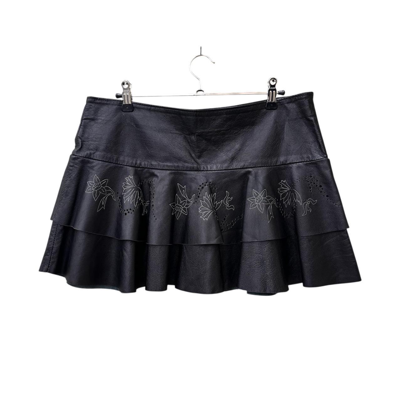 Pleated leather mini skirt