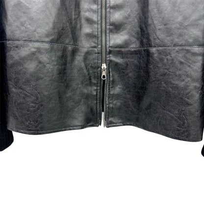 Zip up ribbed leather jacket