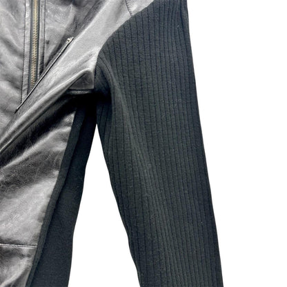 Zip up ribbed leather jacket