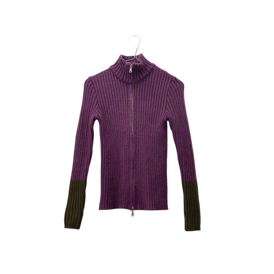 Ribbed turtleneck zip cardigan