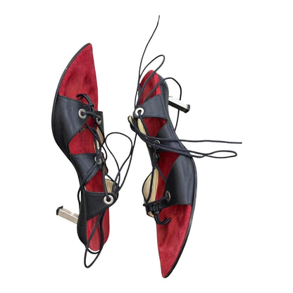 Pointy lace up kitten heels