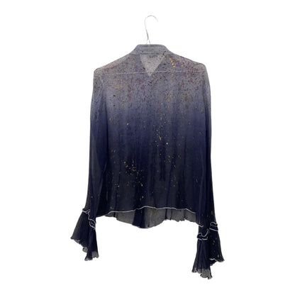 Ruffled spray paint silk blouse