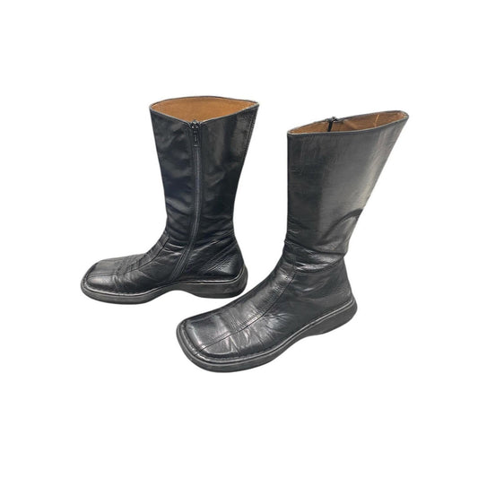 Square toe leather boots