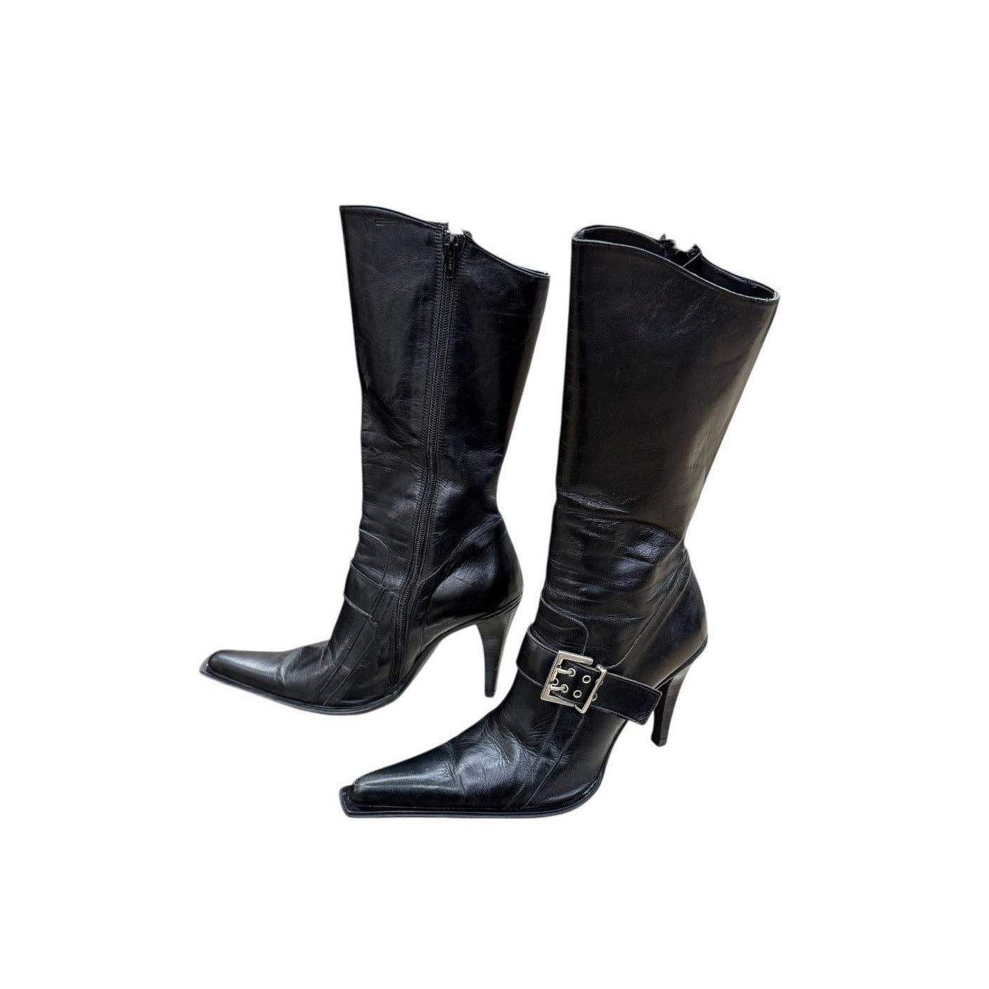 Stiletto heeled mid-calf boots
