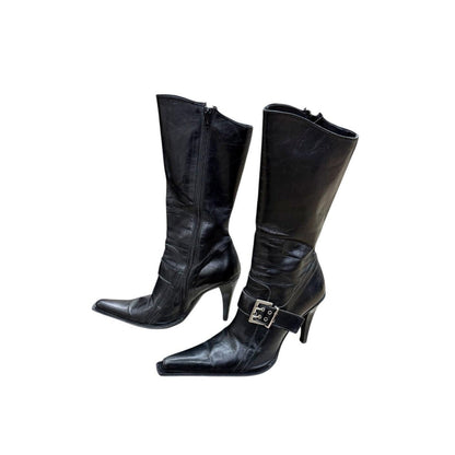 Stiletto heeled mid-calf boots