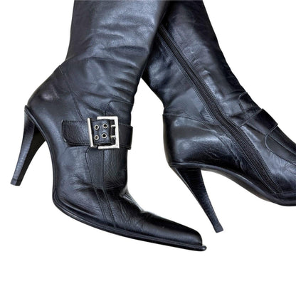 Stiletto heeled mid-calf boots