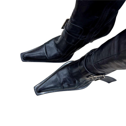 Stiletto heeled mid-calf boots