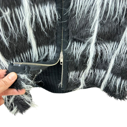 Shaggy faux fur zip-up vest